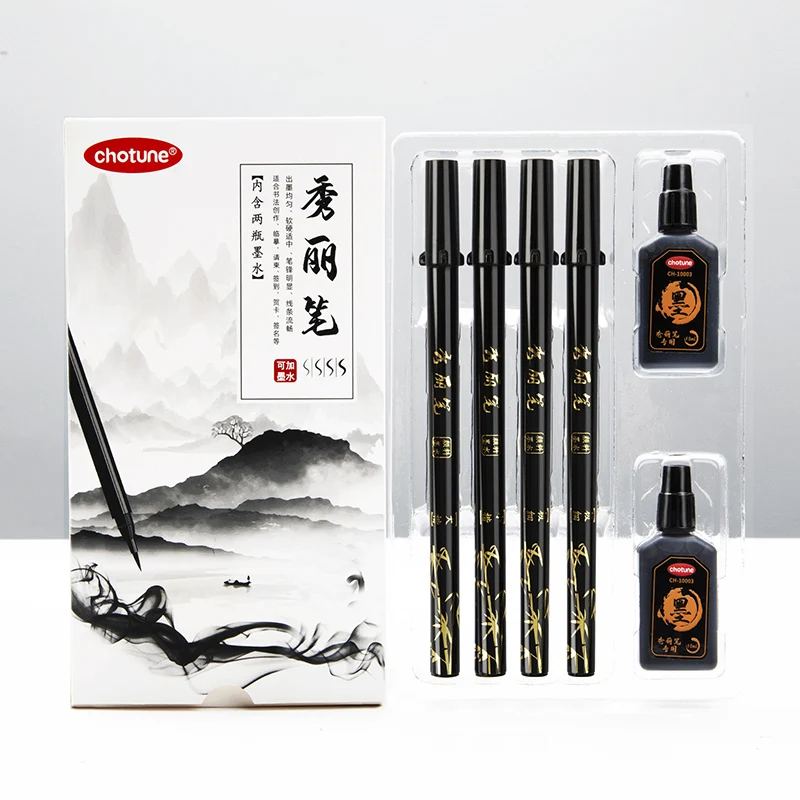 Calligraphy Pen Set - Borstel Belettering Pennen Set Zwarte Inkt