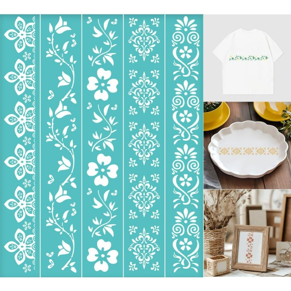 Silk Screen Printing - 2-delige bloemenranden zeefdruk stencil herbruikbare zelfklevende