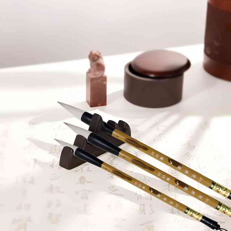 Calligraphy Pen Set - 3-maten Chinese schrijfborstel met houten rek,