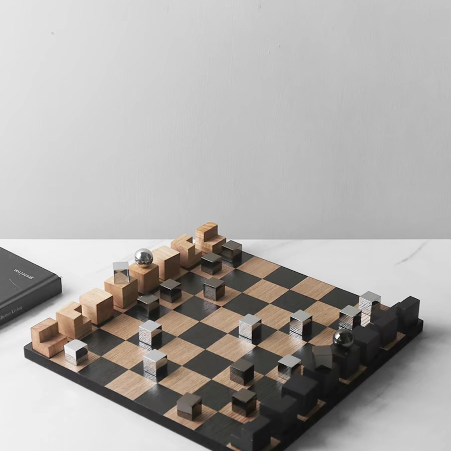 Art Craft Hotel - Moderne schaakbord ornamenten van massief hout